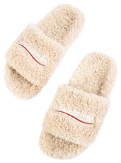 Balenciaga Beige Furry slippers 210816